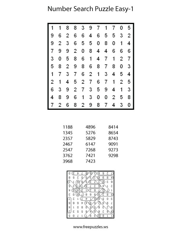 Easy Number Search Puzzle #1