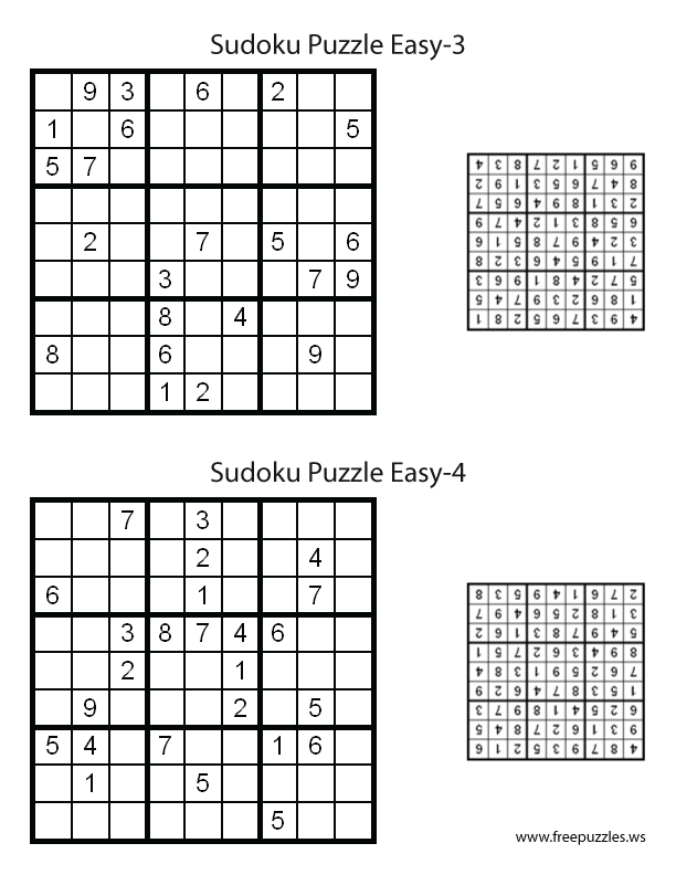 Easy Sudoku Puzzles #3 and #4