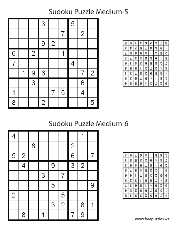 Medium Sudoku Puzzles #5 and #6