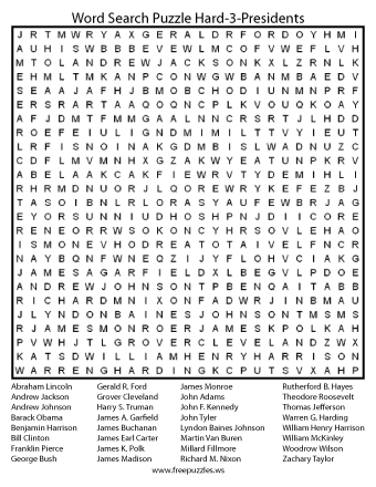 Hard Word Search Puzzle #3