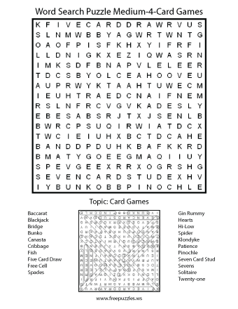 Medium Word Search Puzzle #4