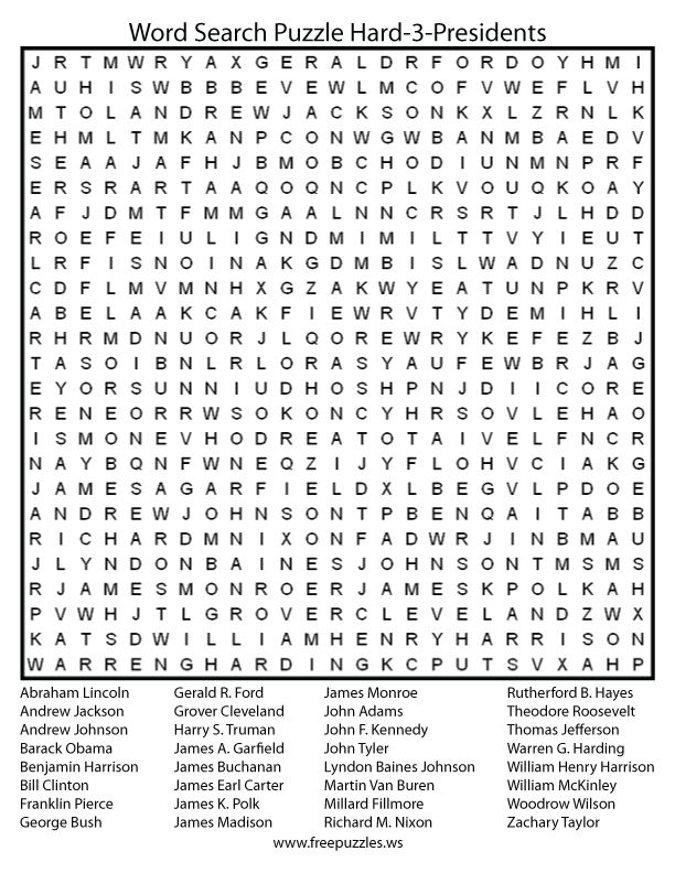 Hard Word Search Puzzle #3