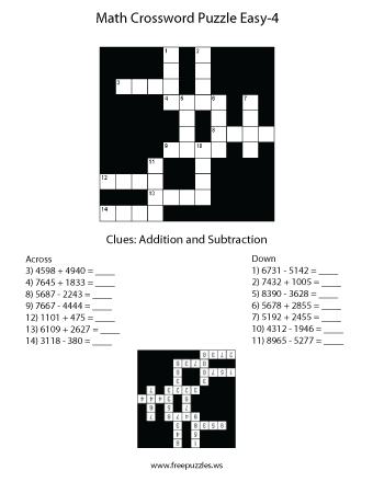 Easy Math Crossword Puzzle #4