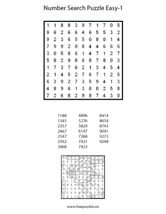 Easy Number Search Puzzle #1