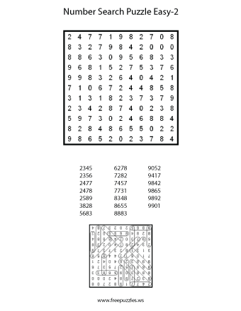 Easy Number Search Puzzle #2