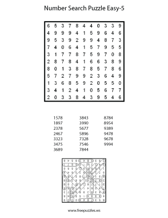 Easy Number Search Puzzle #5