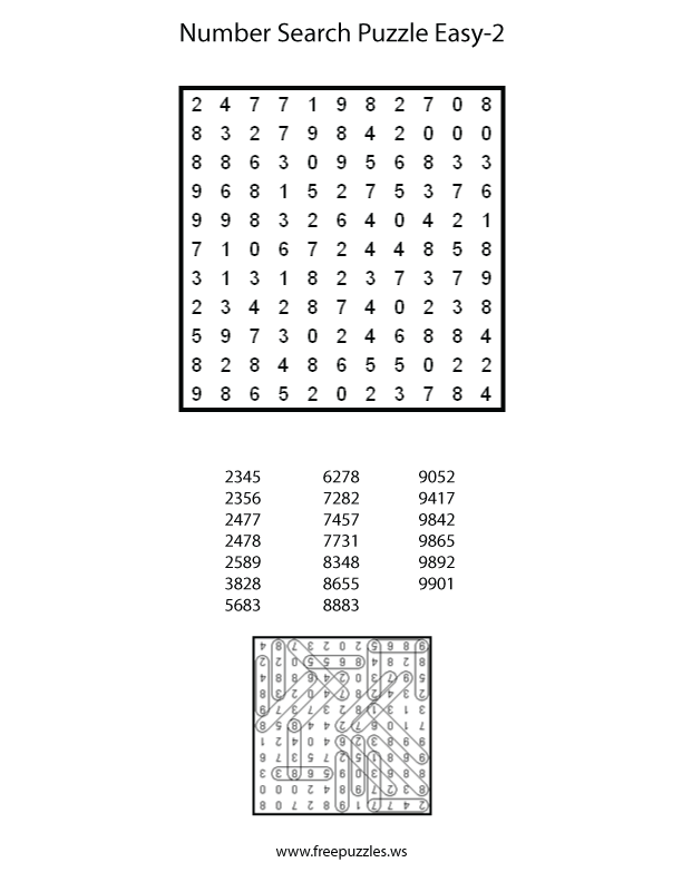 Easy Number Search Puzzle #2