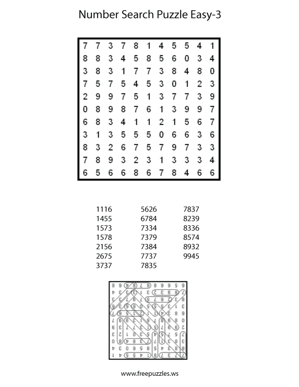 Easy Number Search Puzzle #3