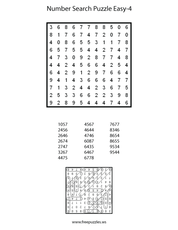 Easy Number Search Puzzle #4