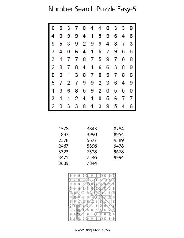 Easy Number Search Puzzle #5