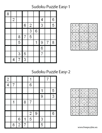 Easy Sudoku Puzzles #1 and #2