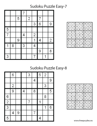 Easy Sudoku Puzzles #7 and #8