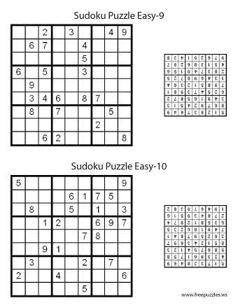 Easy Sudoku Puzzles #9 and #10