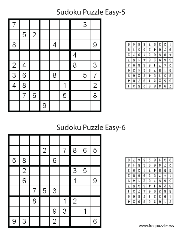 Easy Sudoku Puzzles #5 and #6