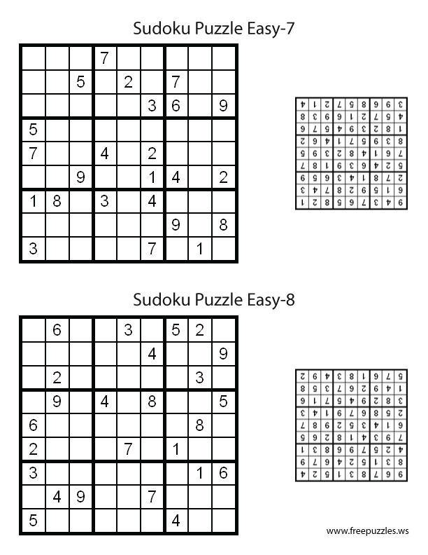 Easy Sudoku Puzzles #7 and #8