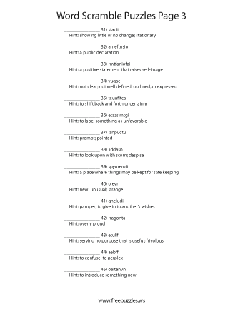 Word Scramble Puzzles Page #3