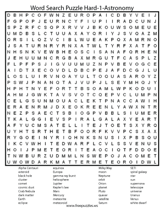 Hard Word Search Puzzle #1