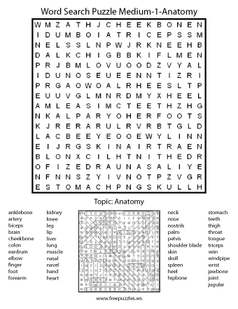 Medium Word Search Puzzle #1