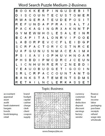 Medium Word Search Puzzle #2