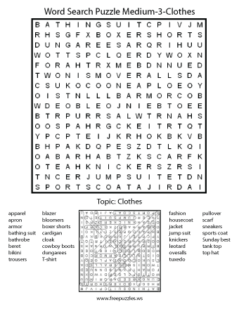 Medium Word Search Puzzle #3
