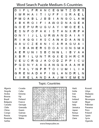 Medium Word Search Puzzle #5