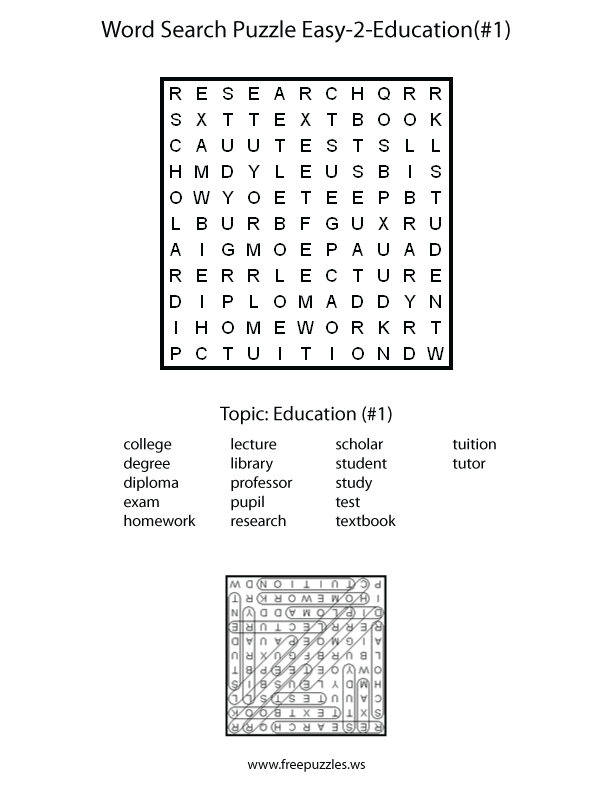 Easy Word Search Puzzle #2