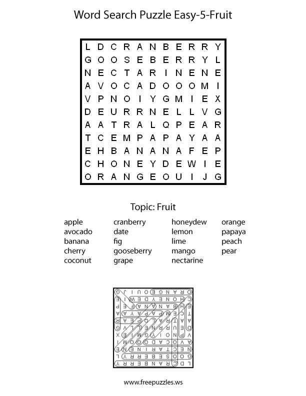 Easy Word Search Puzzle #5