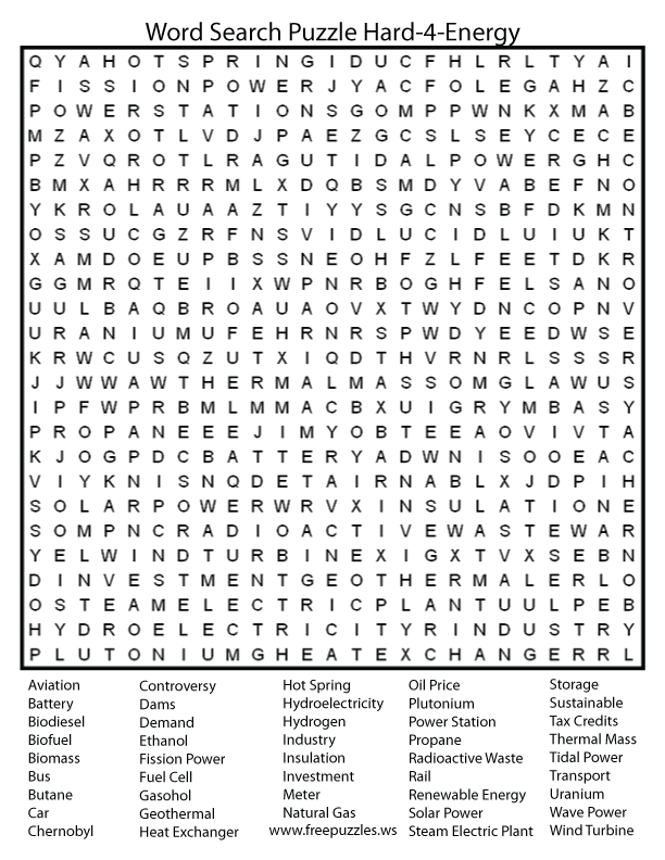 Hard Word Search Puzzle #4