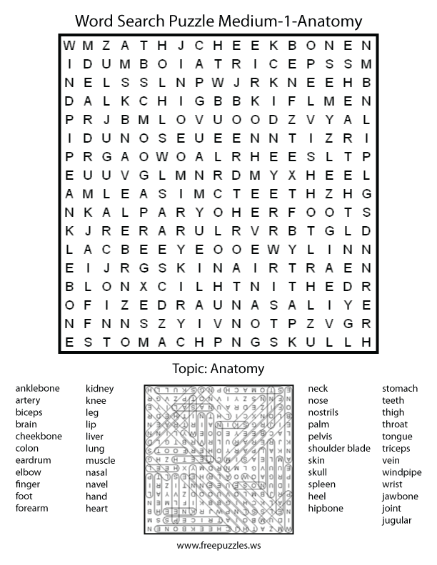 Medium Word Search Puzzle #1