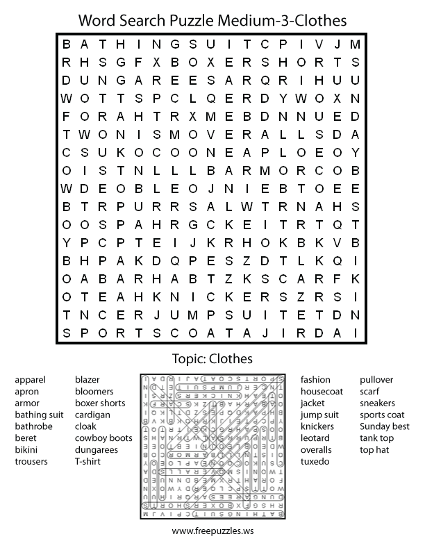 Medium Word Search Puzzle #3