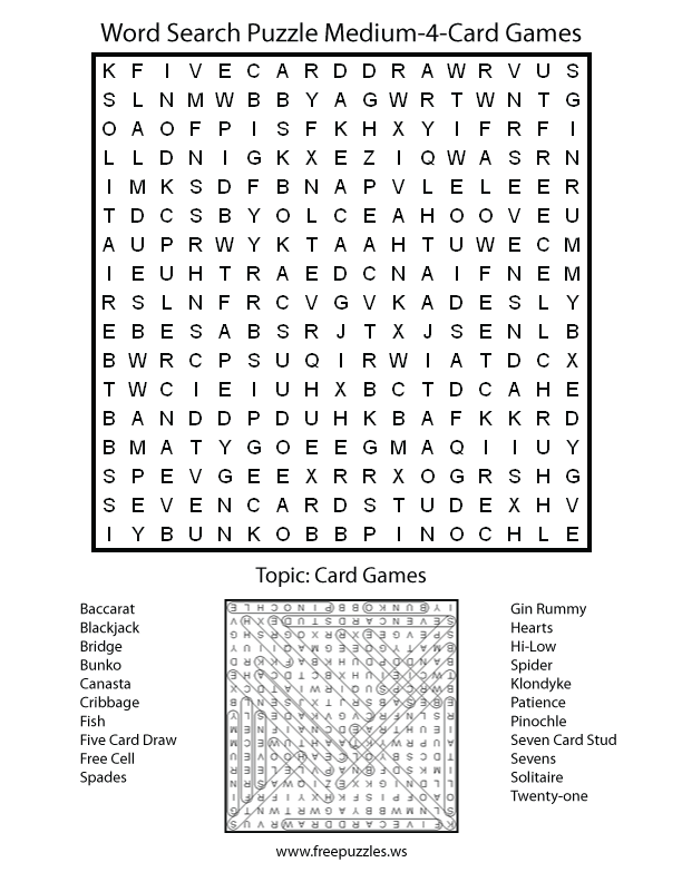 Medium Word Search Puzzle #4