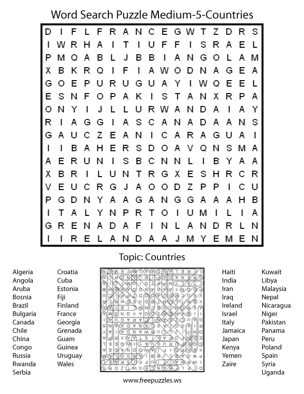 Medium Word Search Puzzle #5